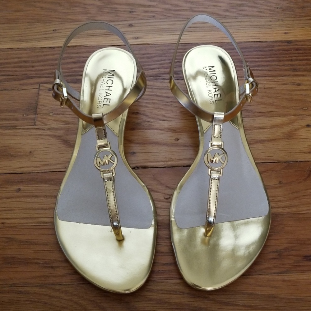 NEW Michael Kors Nora Metallic Sandal - Gold